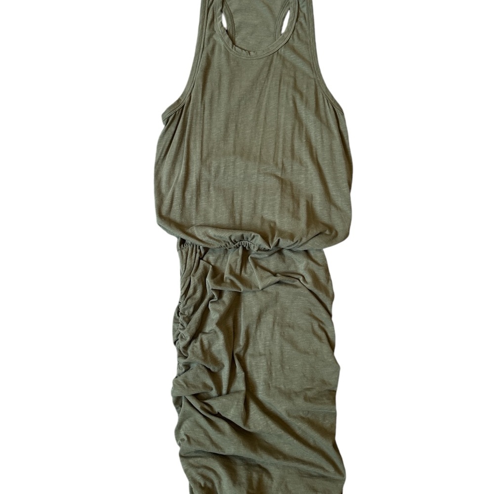 Olive Green racer back and shirred bottom mini-dress